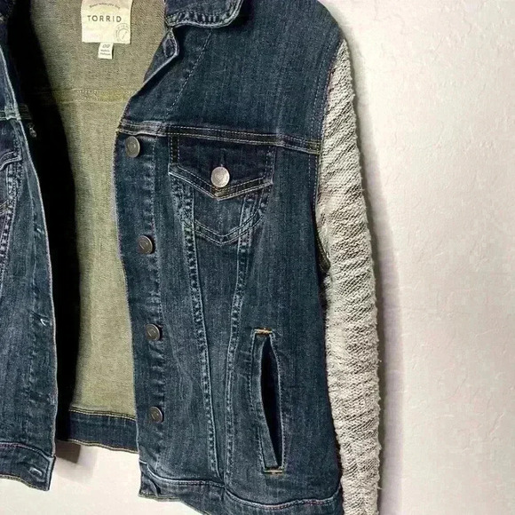Torrid Denim Hooded Knit Long Sleeve Jacket 00 Med/Large - Picture 3 of 8